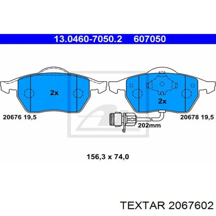 2067602 Textar колодки гальмівні передні, дискові
