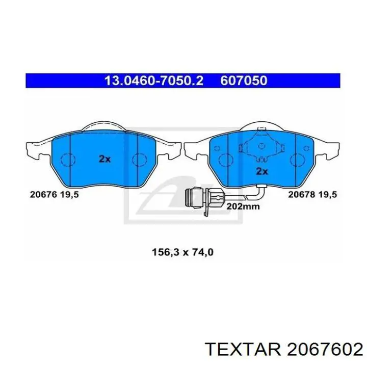 Передні тормозні колодки 2067602 Textar