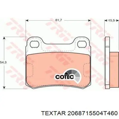 Купити 2068715504T460 Textar Задні колодки