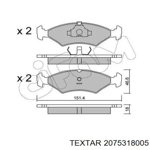 Передні тормозні колодки 2075318005 Textar
