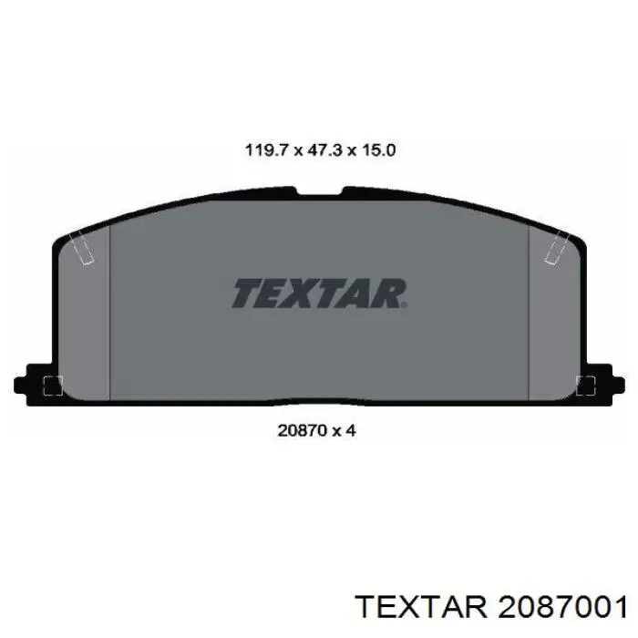 2087001 Textar колодки гальмівні передні, дискові