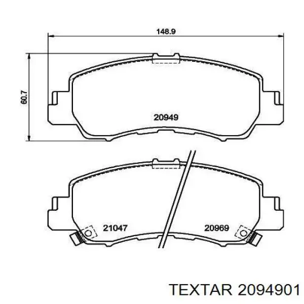 Купити 2094901 Textar Колодки гальмівні передні, дискові