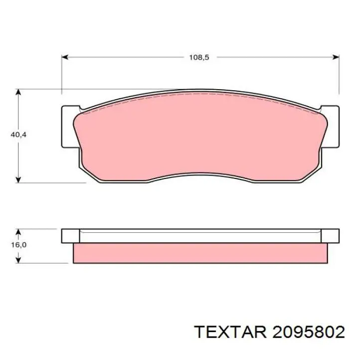 2095802 Textar колодки гальмівні передні, дискові