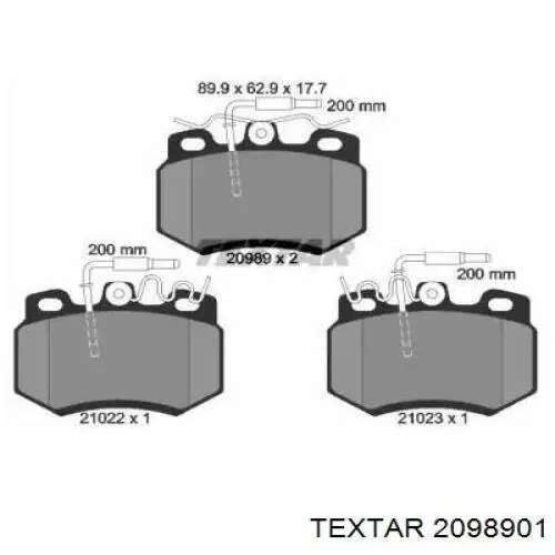 2098901 Textar колодки гальмівні передні, дискові