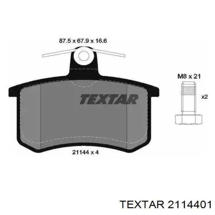 Купити 2114401 Textar Задні колодки