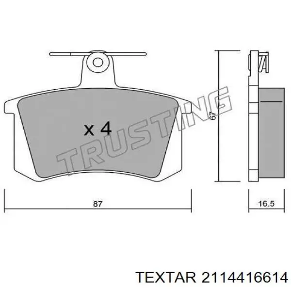 2114416614 Textar колодки гальмові задні, дискові