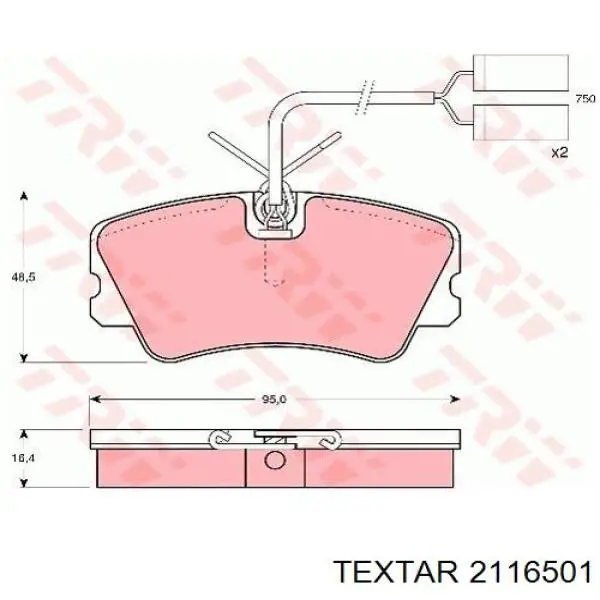 Колодки гальмівні передні, дискові 2116501 Textar