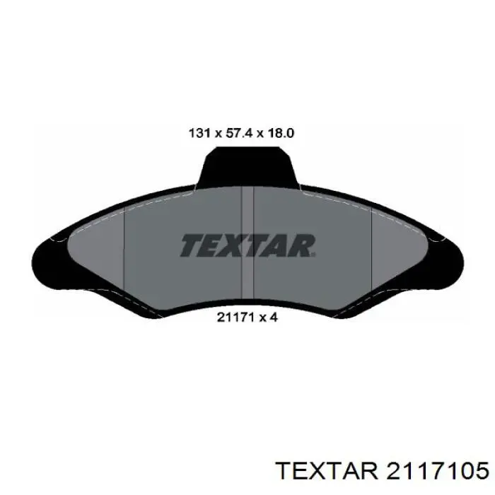2117105 Textar колодки гальмівні передні, дискові
