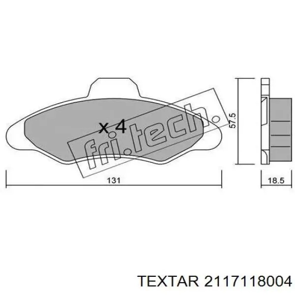 2117118004 Textar колодки гальмівні передні, дискові