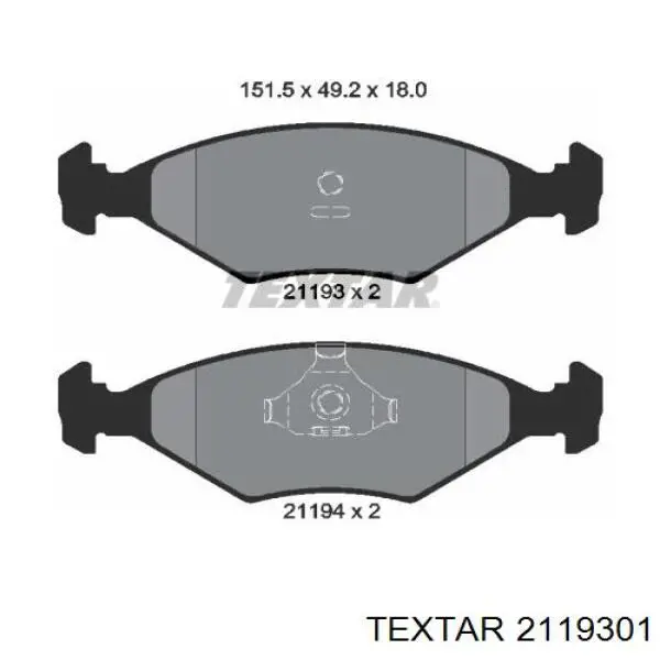 2119301 Textar колодки гальмівні передні, дискові