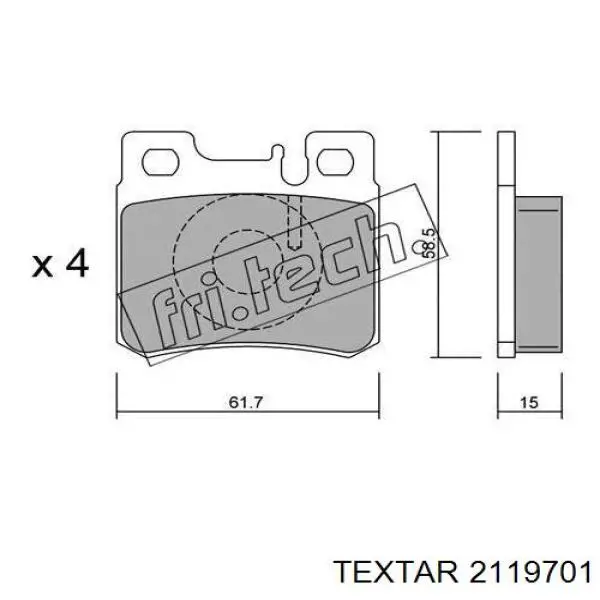 Колодки гальмові задні, дискові 2119701 Textar