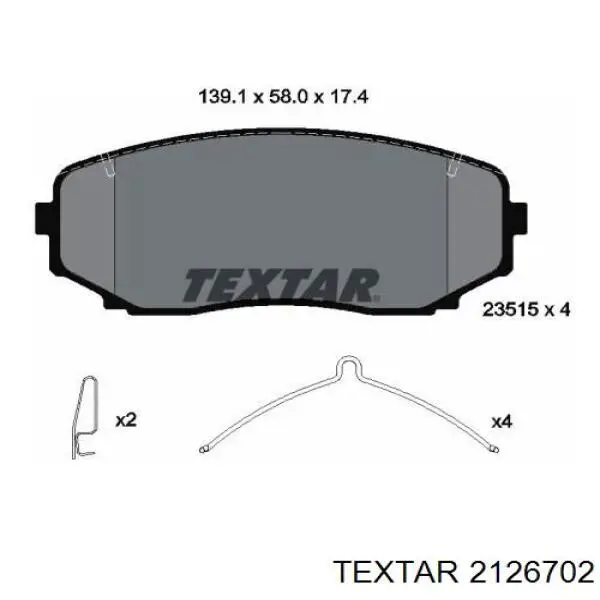 Колодки гальмівні передні, дискові 2126702 Textar