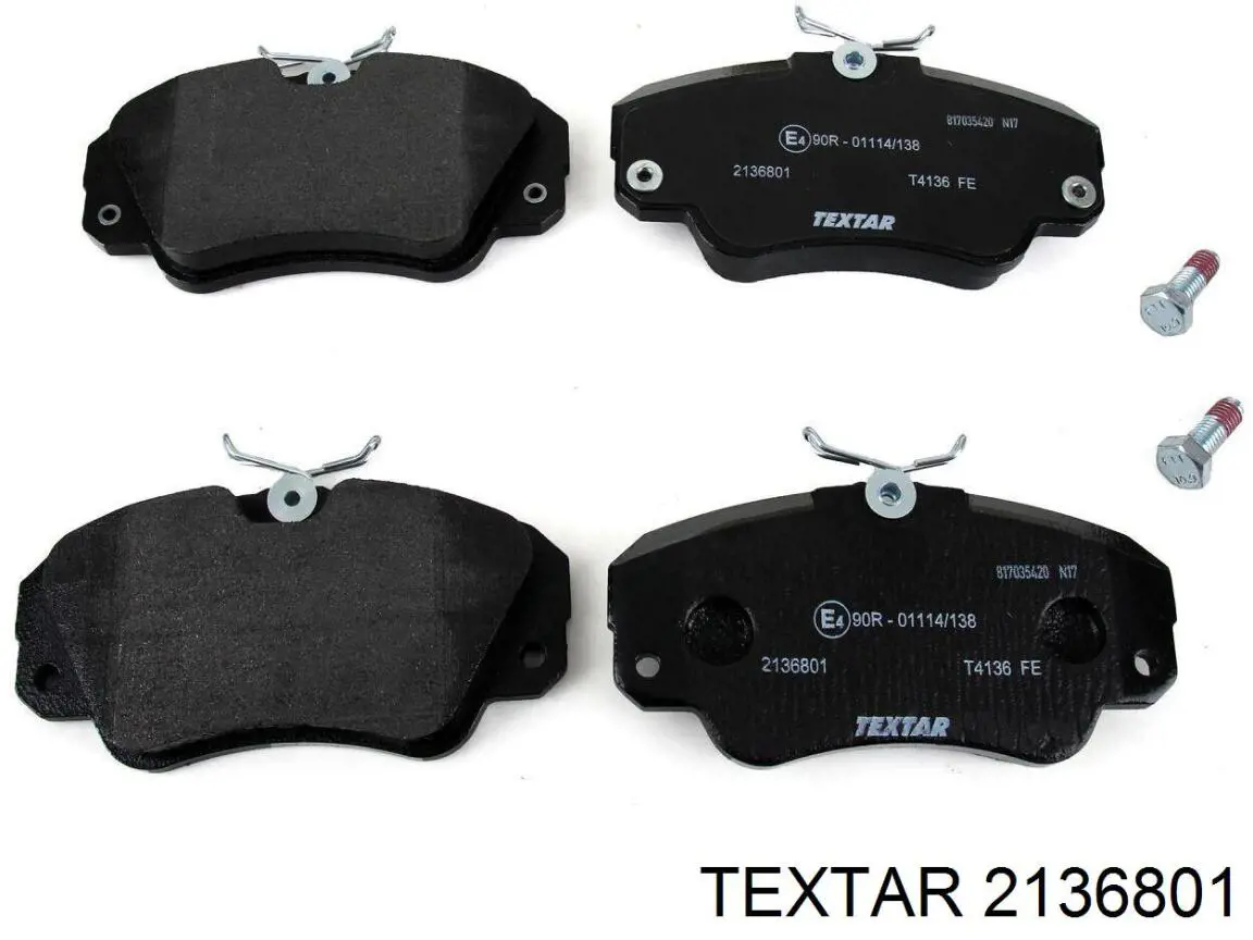 2136801 Textar колодки гальмівні передні, дискові