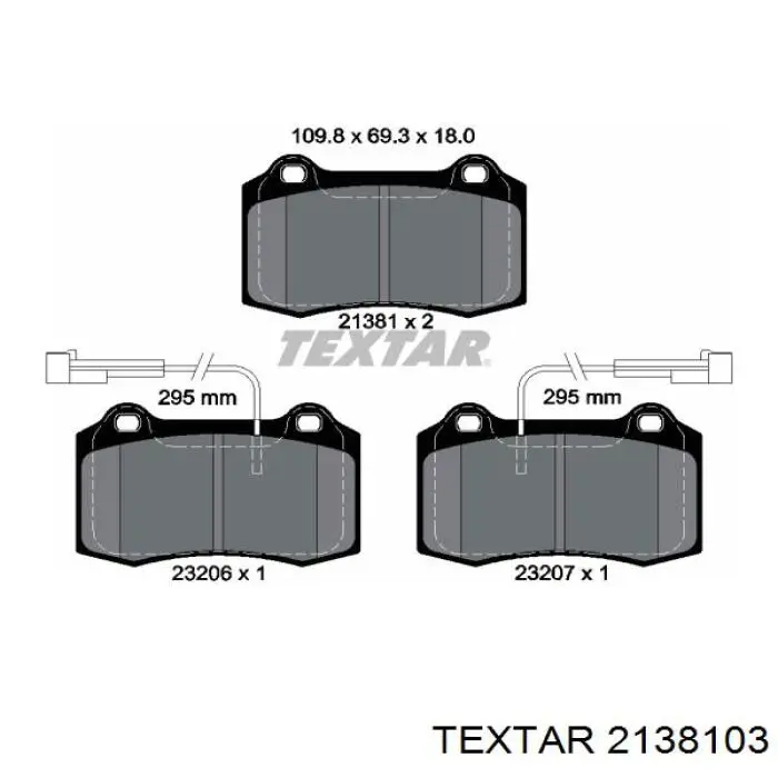 2138103 Textar колодки гальмівні передні, дискові