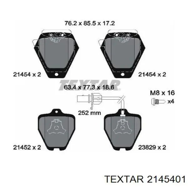 Колодки гальмівні передні, дискові 2145401 Textar