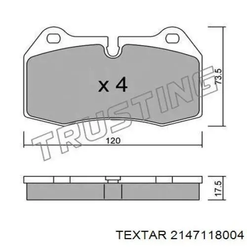 Передні тормозні колодки 2147118004 Textar