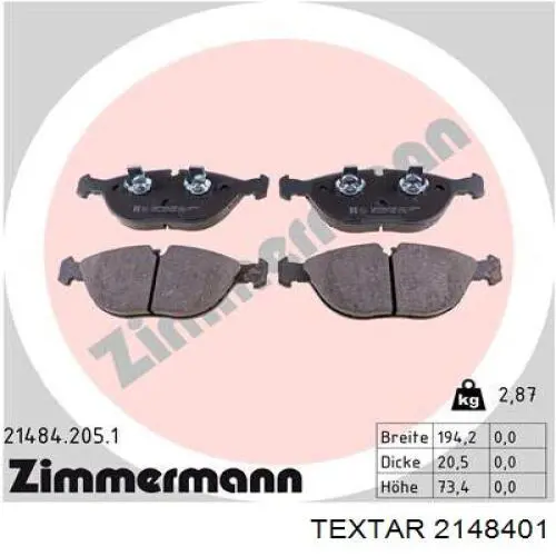 Гальмівні колодки Textar 2148401 ціна, від 58.12 USD