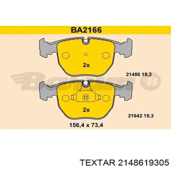 2148619305 Textar колодки гальмівні передні, дискові