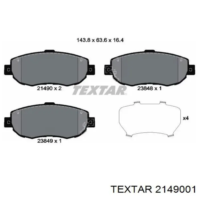 Колодки гальмівні передні, дискові 2149001 Textar