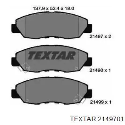 Купити 2149701 Textar Колодки гальмівні передні, дискові