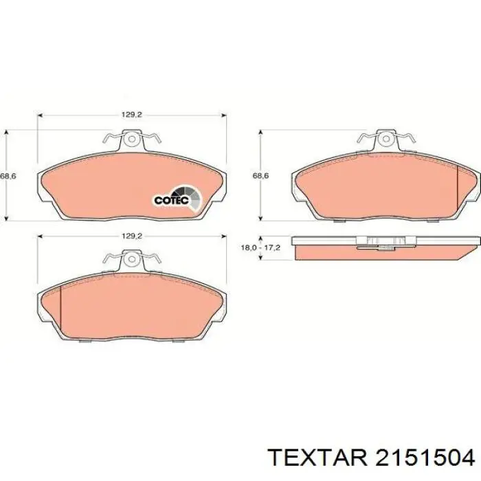 2151504 Textar Передні гальмівні колодки
