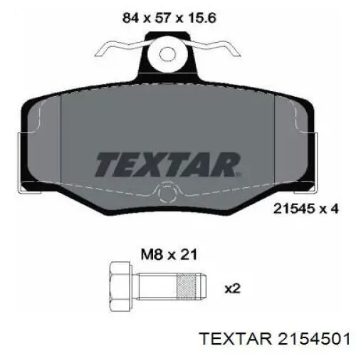 2154501 Textar колодки гальмові задні, дискові