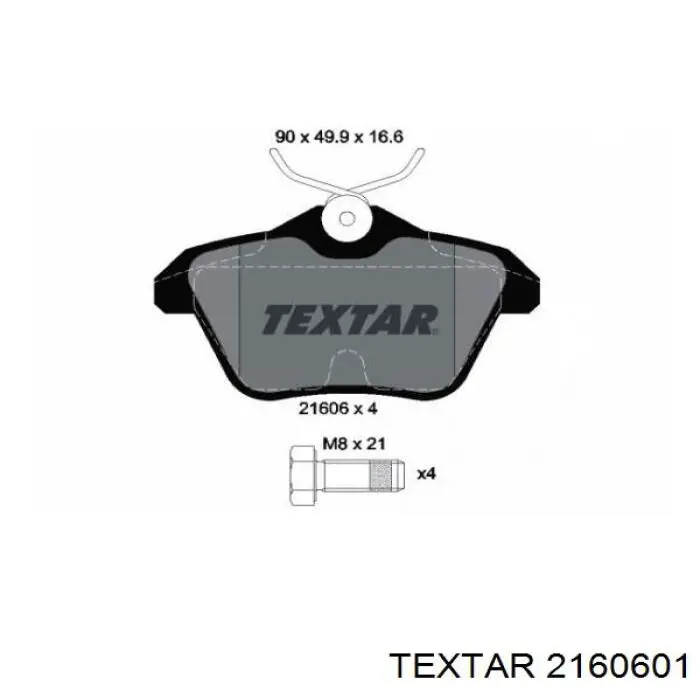 2160601 Textar колодки гальмові задні, дискові