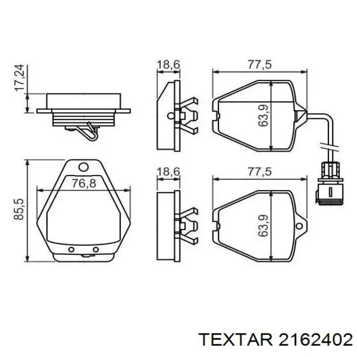 Передні тормозні колодки 2162402 Textar