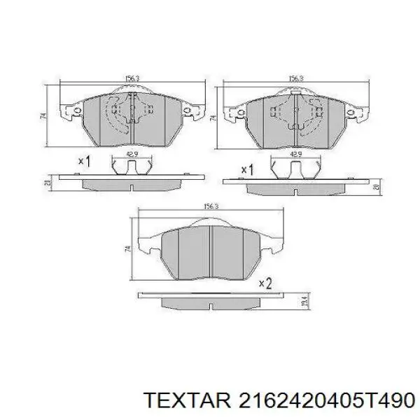 2162420405T490 Textar Передні гальмівні колодки