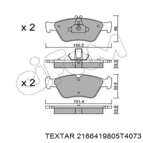 2166419805T4073 Textar Передні гальмівні колодки