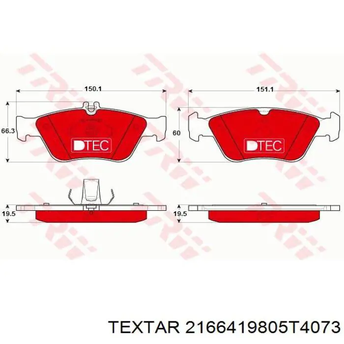 Гальмівні колодки Textar 2166419805T4073 ціна, від 18.67 USD