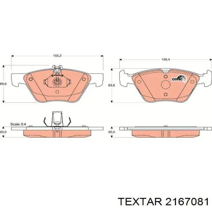 Купити 2167081 Textar Колодки гальмівні передні, дискові