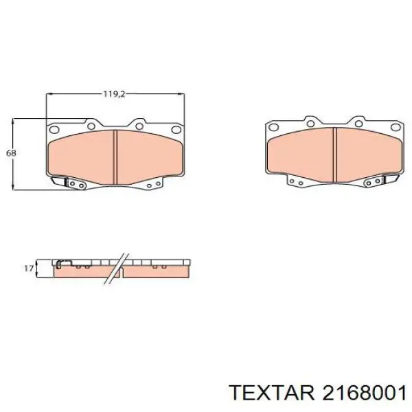 Колодки гальмівні передні, дискові 2168001 Textar