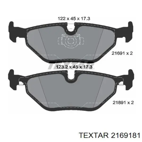 2169181 Textar колодки гальмові задні, дискові