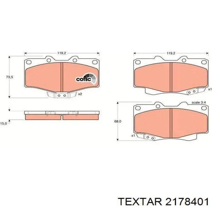 Гальмівні колодки Textar 2178401 ціна, від 19.03 USD