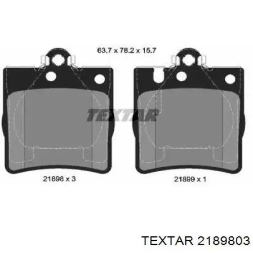 Задні гальмівні колодки 2189803 Textar