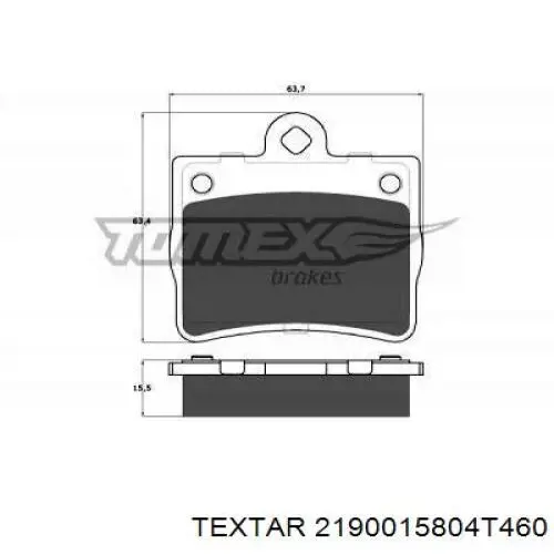 2190015804T460 Textar Колодки гальмівні задні, дискові