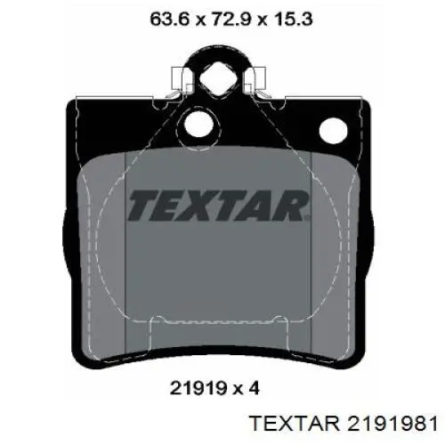 2191981 Textar колодки гальмові задні, дискові