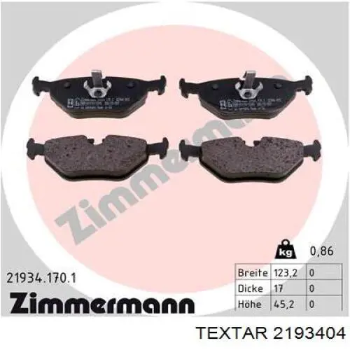 Задні гальмівні колодки Textar 2193404 ціна, від 18.27 USD