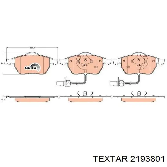 Передні тормозні колодки 2193801 Textar