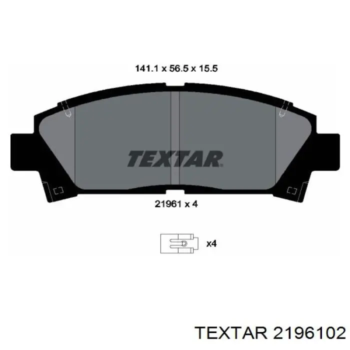 2196102 Textar колодки гальмівні передні, дискові