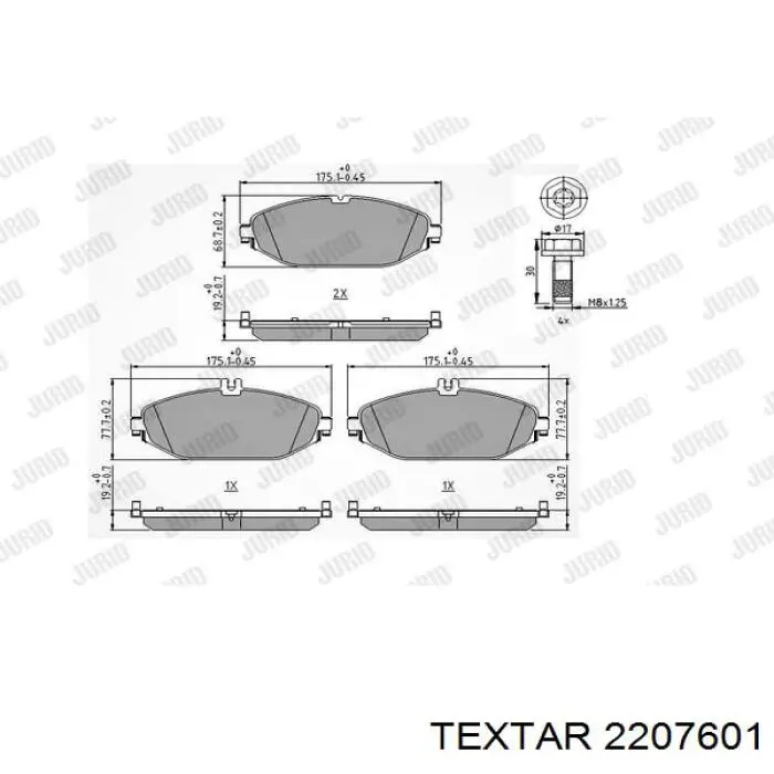 Передні тормозні колодки 2207601 Textar