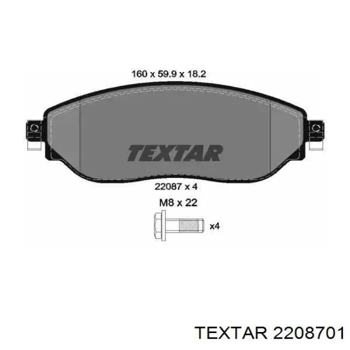 Гальмівні колодки Textar 2208701 ціна, від 32.40 USD