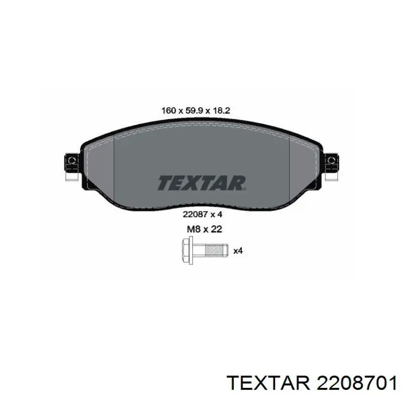 Колодки гальмівні передні, дискові 2208701 Textar
