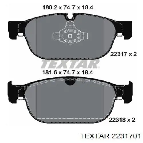 Колодки гальмівні передні, дискові 2231701 Textar