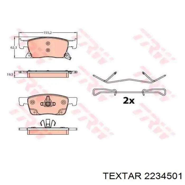 Передні тормозні колодки 2234501 Textar