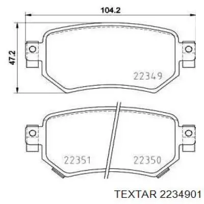 Колодки гальмові задні, дискові 2234901 Textar