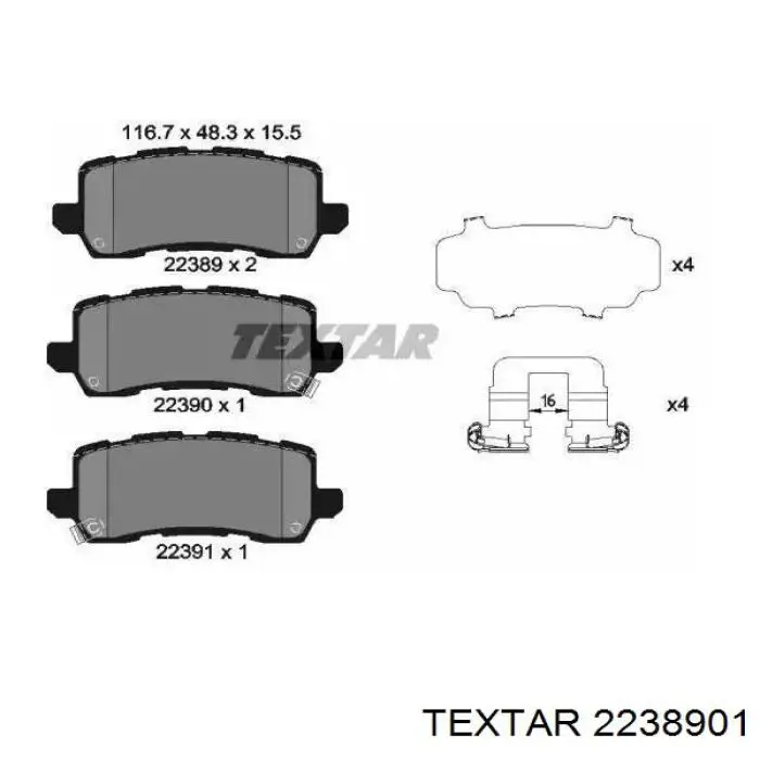 Задні гальмівні колодки Textar 2238901 ціна, від 57.52 USD