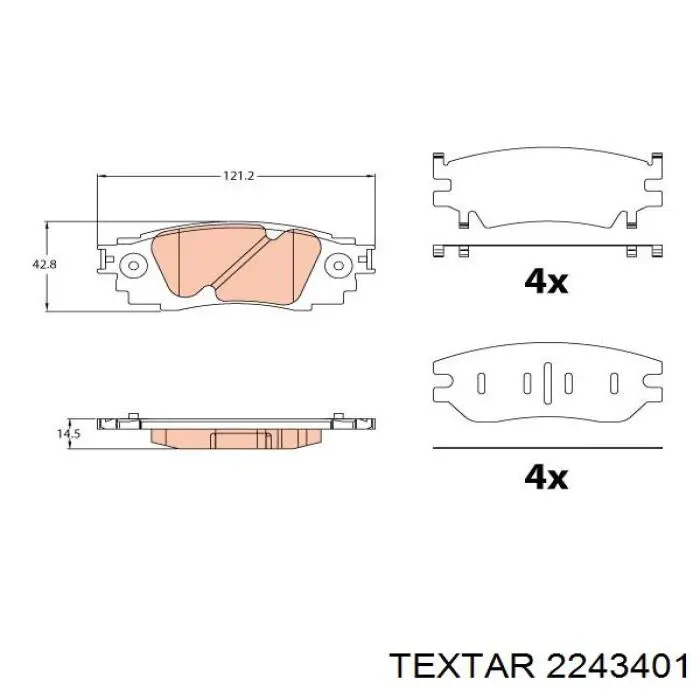 Задні гальмівні колодки 2243401 Textar