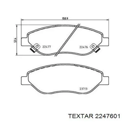 Купити 2247601 Textar Колодки гальмівні передні, дискові